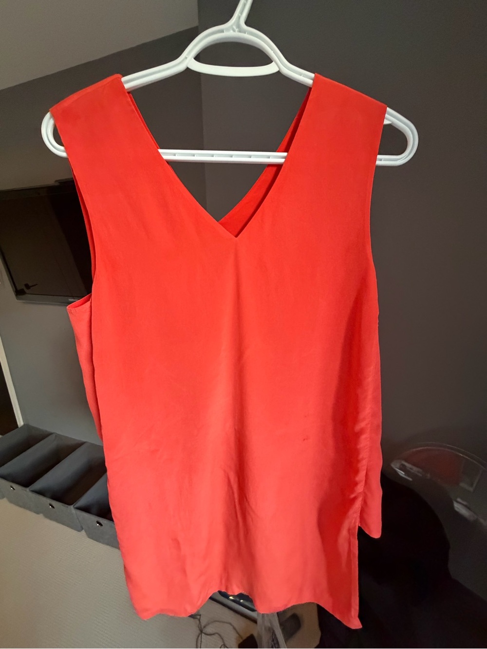 Armani Exchange Bright Coral Sleeveless V-Neck Blouse